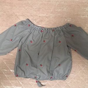 Striped off the shoulder top